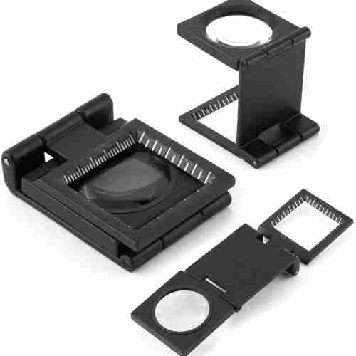 Generic Folding Magnifier PrinteXEL 10X Zinc Alloy Magnifying Glass with Scale Portable Linen Tester Loupe- Optical Instrument (1), Black, PD3052