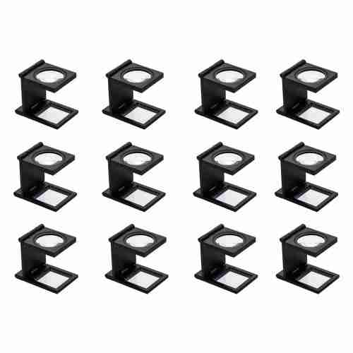 Generic Folding Magnifier PrinteXEL 10X Zinc Alloy Magnifying Glass with Scale Portable Linen Tester Loupe- Optical Instrument (12), Black, PD3052